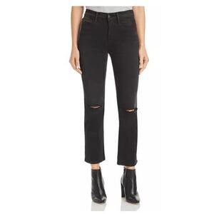 FRAME Le High Straight‎ Leg Cropped Denim Jeans in Maverick Rips Size 28